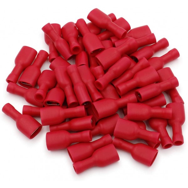 Fully Insulated Spade Connectors Female Crimp Terminal Red